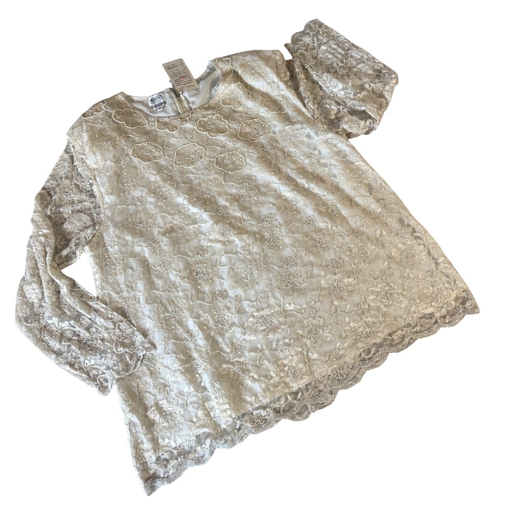 Gunit Fashions‎ Ivory Lace Beaded Top Women's 3X Vintage NWT Minor Flaws Formal